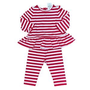NWT GAP Baby Red & White Stripe Peplum Top & Leggings - SIZE 3-6M